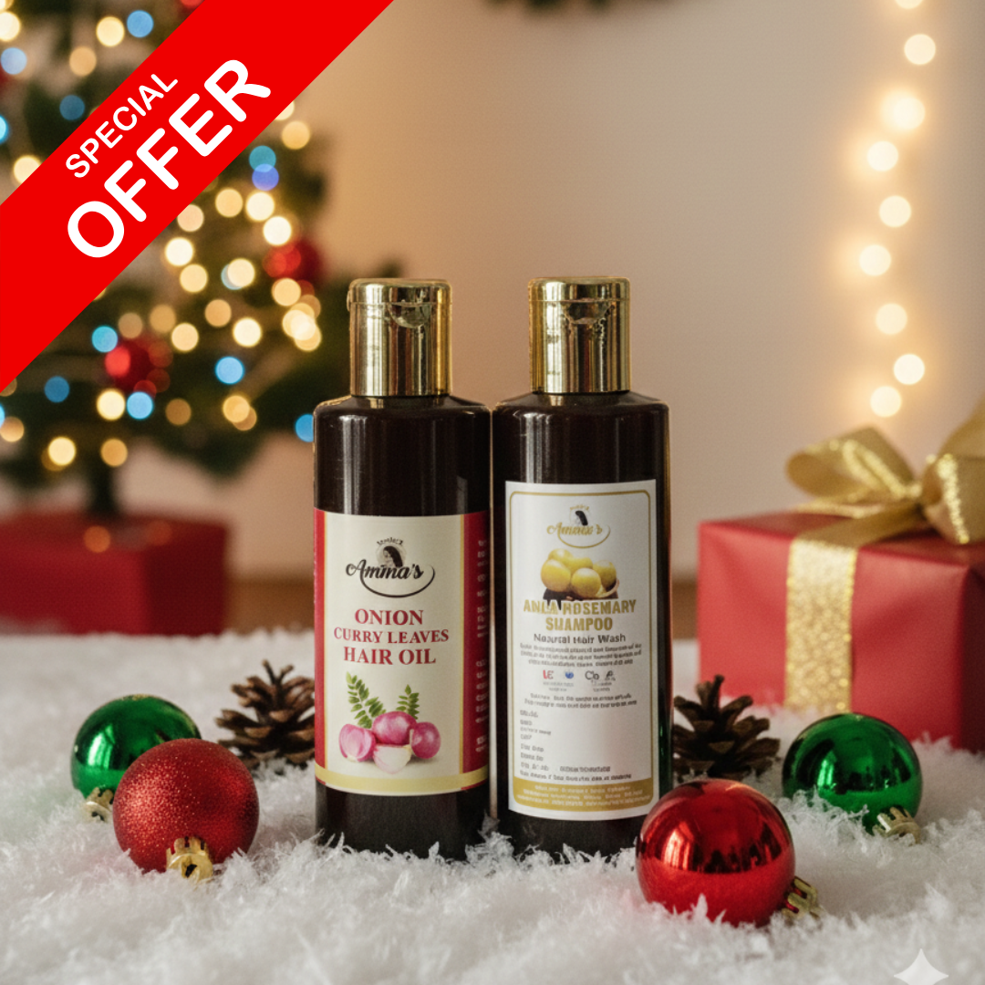 ONION CURRY LEAVES OIL 200ml + AMLA ROSEMARY SHAMPOO
